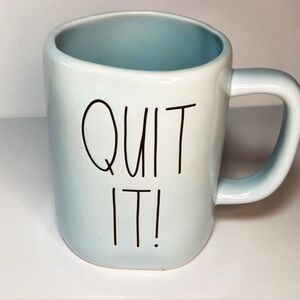 Rae Dunn QUIT IT! Light Blue Ceramic Mug NEW
